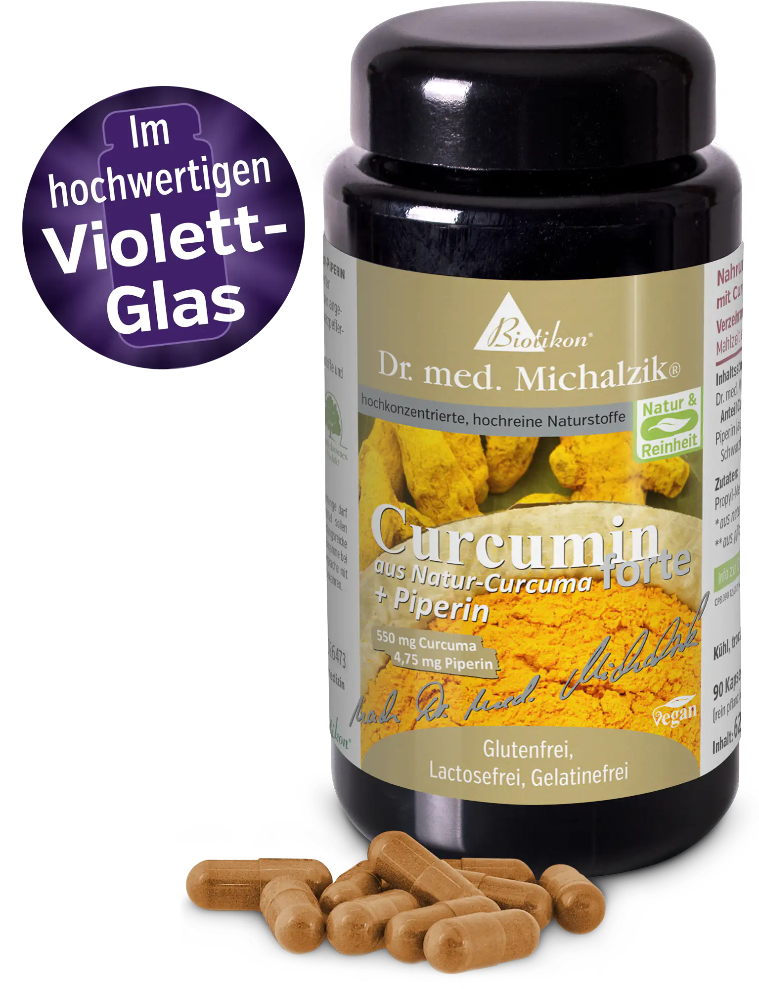 Curcumin forte aus Natur-Curcuma + Piperin